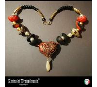 pendaglio cuore oro gioiello donna collana girocollo bigiotteria perle cristalli