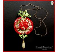 Pendaglio Melograno Gioiello Ricamo Collana Donna Pendente Bigiotteria Cristalli