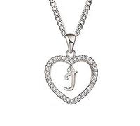 Pendant Elegant Concise Hollowed Heart Alphabet Unisex Necklace Jewelry Neck Chain Decor,Size:J,Colour:Golden27 (Color : Silver17, Size : J)