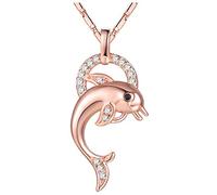 Pendant Elegant Rose Gold Plated Necklace Zirconia Animal Dolphin Shaped,Colour:White Gold (Color : Rose Gold)
