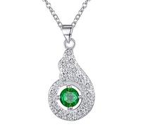 Pendant Elegant Silver Plated Necklace Zirconia Whistle Shaped Model,Colour:White Zirconia (Color : Green Zirconia)