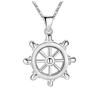 Pendant Elegant Unisex Necklace Silver Plated The Model Rudder Steering Wheel Design Punk Style Silver 2.8X2CM