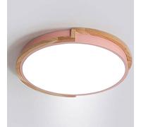 Pendant Light, Embedded LED Ceiling Light Colorful Macaron Round Ceiling Lamp Modern and Simple Ultra-Thin 1.9-inch Energy-Saving Ceiling Lighting Three-Color Light-Changing Metal Wood Ceiling Light(