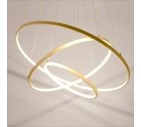 Pendant Lights, 60W LED Round Shape Chandelier Aluminum Ring 3 Rings Pendant Lights Dimmable Apply to Living Room Restaurant Kitchen Aisle Illuminat 60+40+20cm Golden Pendant