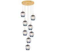 Pendant Lights, 8-Light Glass Chandeliers Raindrop Pendant Lights Hand Blow Glass Shade Dome Flush Mount Chandelier Fixture Compatible with Foyer Entryway Stairwell Ceiling Lighting Max High 5