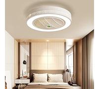 Pendant Lights, Chandelier 21.5’’ 3 Color Dimmable LED Ceiling Fan with Lights Remote Control 3 Speeds Acrylic Round Flush Mount Ceiling Light Fixture 2 in 1 Living Room Close to Ceiling LED F