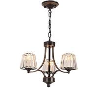 Pendant Lights, Chandelier Ceiling Light Crystal Chandelier Retro Black Iron Pendant Lighting Candle Crystal Lamp Compatible with Dining Living Room Foyer Hallway-Black 3 Head Home Decor L