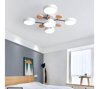 Pendant Lights, Chandelier Ceiling Light Semi Flush Mount Circular Acrylic LED Ceiling Lamp - Grey Sputnik Light with Wood Compatible with Dining Room Bedroom Pendant 4 Heads White(White,5 HEA