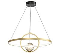 Pendant Lights, Chandelier Remote Control Lamp LED Chandelier Dimmable with Remote Control Acrylic in Crystal Shape Light Fixture 2 Rings Pendant Lighting Compatible with Dining Living Room Bedroom K