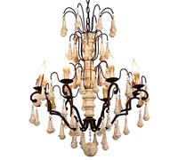 Pendant Lights, Farmhouse Iron Chandelier Wood During Lighting 6 8 Ceiling Light Fixture Compatible with Kitchen Dining Room Living Room Hallway Bedroom Entryway Pendant(8 Head)