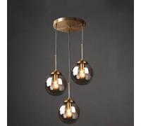 Pendant Lights, Industrial V-intage Brass Chandelier Transparent/Gray/Amber Glass Pendant Light Ceiling Light Fixture Pendant