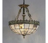 Pendant Lights, LED Chandelier Lamp - Ceiling Light 19.69" Height 5-Lights Pendant Light with Splendid Baroque Pattern Glass Shade Ceiling Hanging Light Compatible with Living Room Bedroom Mo