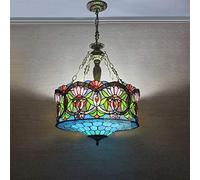 Pendant Lights, LED Chandelier Lamp - Ceiling Light 19.69" Height 5-Lights Pendant Light with Splendid Baroque Pattern Glass Shade Ceiling Hanging Light Compatible with Living Room Bedroom Mo