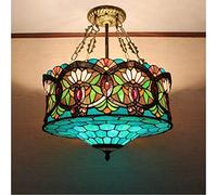 Pendant Lights, LED Chandelier Lamp - Ceiling Light 19.69" Height 5-Lights Pendant Light with Splendid Baroque Pattern Glass Shade Ceiling Hanging Light Compatible with Living Room Bedroom Mo