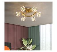 Pendant Lights, LED Chandelier Lamp Copper Ceiling Lamps LED Living Room Home Lighting V-intage Crystal Lamp Compatible with Kitchen Room Ceiling Lights LED Chandelier Pendant(6lig