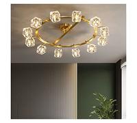 Pendant Lights, LED Chandelier Lamp Copper Ceiling Lamps LED Living Room Home Lighting V-intage Crystal Lamp Compatible with Kitchen Room Ceiling Lights LED Chandelier Pendant(12li