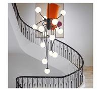 Pendant Lights, Nordic Home Decorat Stair Chandelier Living Room And Dining Room Pendant Lights Ceiling Light Indoor Lighting Pendant(Black,Warm White)