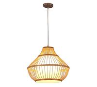 Pendant Shade Natural Style Hanging Lamp Industrial Wood Light Fixtures Handmade Chandelier Lights for Living Bedroom, Dinner Room LED