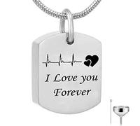 Pendant Urns for Human Ashes,ECG Engraving I Love You Forever Urn Necklace Stainless Steel Cremation Necklace for Ashes