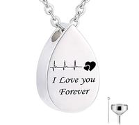 Pendant Urns for Human Ashes,ECG Engraving I Love You Forever Urn Necklace Stainless Steel Cremation Necklace for Ashes
