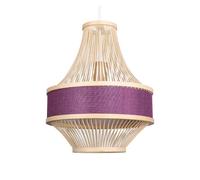 Pendant White Fabric Decor Light Hanging with Wood Canopy Chandeliers Lamp for Kitchen Island, Living Room, Dining Room(Purple,30 * 37cm)