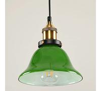 PendantLight, Emerald Glass Chaner Retro Brass Single Head Ceiling Pendent Lamp Dark Green Hanging Light Study Living Room Lamp Porch Balcony Bar Small Island LightE27Lighting Fixture