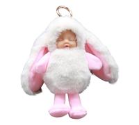 Pendanto coniglietto peluche - Bolchetto addormentato in tessuto, bambola di coniglio in cartone animato | animale di peluche con viso e orecchie floppy, regalo di portachiavi creativo