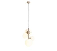 Pendelleuchte Beige Bianco Sala da Pranzo B:46 CM E27 E14 Glas Blendarm Lampada