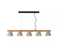 Pendelleuchte Calcestruzzo Legno Grigio Natura 110 CM E14 Pranzo Sospensione