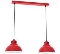 Pendelleuchte Cucina Metallo Rosso Bianco 2-flammig Loft Lampada Sala da Pranzo