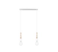 Pendelleuchte Cucina Retrò Bianco Metallo Legno E27 40 CM Sala da Pranzo Lampada