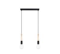 Pendelleuchte Cucina Retrò Nero Metallo Legno E27 40 CM Sala da Pranzo Lampada