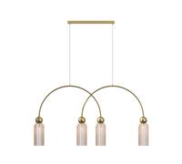 Pendelleuchte Cucina Vetro Metallo Cognac Oro 110 CM Lungo E14 Pranzo Lampada