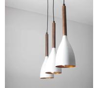 Pendelleuchte Lampada a Sospensione 3-flammig Oro Bianco E27 B:56cm Metal Legno