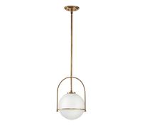 Pendelleuchte Lampada a Sospensione E27 D:28,9 CM IN Ottone Antico Bianco Vetro