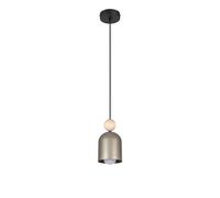 Pendelleuchte Legno Metallo E27 Ø11 CM Rotondo Nero Champagne Sospensione Pranzo