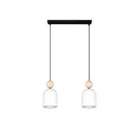 Pendelleuchte Legno Metallo E27 46 CM Lungo Nero Bianco Loft Sospensione Pranzo