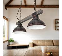 Pendelleuchte Legno Metallo IN Rame Antico Rustico 2x E27 Lampadario Sala