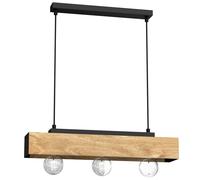 Pendelleuchte Legno Metallo Nero Natura Sala 57 CM Lampada a Sospensione
