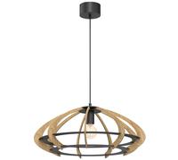 Pendelleuchte Legno Metallo Nero Natura Sala Ø58 CM E27 Sospensione Moderno