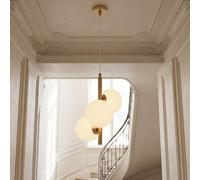 Pendelleuchte Licht-Erlebnisse Einkon Vetro Metallo Oro Bianco 1 Luce E27