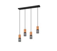 Pendelleuchte Metallo Legno 4-flammig L: 65 CM Nero Natura Sospensione Sala