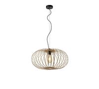 Pendelleuchte Metallo Legno E27 Rotondo D: 50 CM Nero Natura Sospensione Cucina