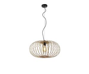 Pendelleuchte Metallo Legno E27 Rotondo D: 50 CM Nero Natura Sospensione Cucina