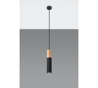 Pendelleuchte Nero Metallo Legno Ø8cm Scandinava Tavolo da Pranzo Cucina Lampada