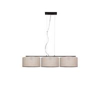 Pendelleuchte Per Soggiorno E27 In Metallo E Lino Nero Beige L 100 Cm