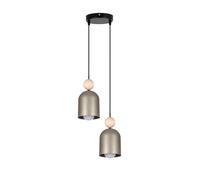 Pendelleuchte Pranzo Color Champagne Legno Metallo E27 Ø21 CM Lampada 2-flammig