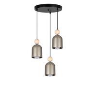 Pendelleuchte Pranzo Color Champagne Legno Metallo E27 Ø36 CM Lampada 3-flammig