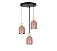 Pendelleuchte Pranzo Nero Fucsia Legno Metallo E27 Ø36 CM Sospensione 3-flammig