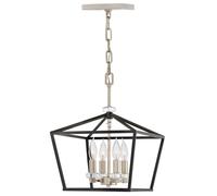 Pendelleuchte Regolabile Pranzo 33 CM Larghezza Nero Nichel 4x E14 Sospensione